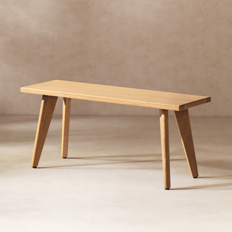 Hawley 41.5" Solid Red Oak Wood Bench, 18.5" H x 41.5" W x 14" D, Natural Brown