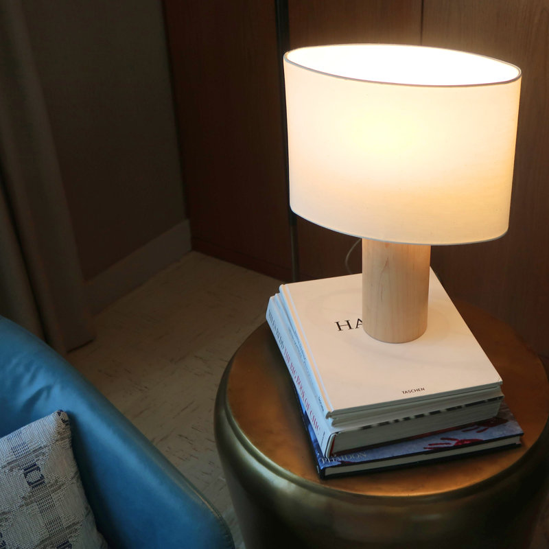 Mia 15.75" Midcentury LED Table Lamp With Maple Wood Base