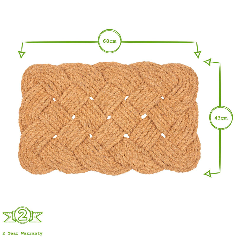 63 Natural Coir Knotted Door Mat - 68cm x 43cm, Individual