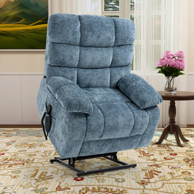 Ellieann Oversize 40.55" W Chenille Power Recliner, Heater, 180° Reclined, Flat Lay by House of Hampton