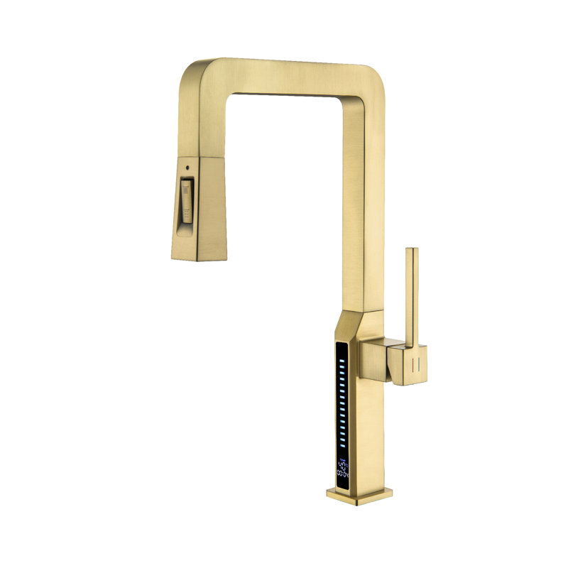 Kitchen Sink Faucets For Sink With Pull Down Sprayer, Brushed Gold