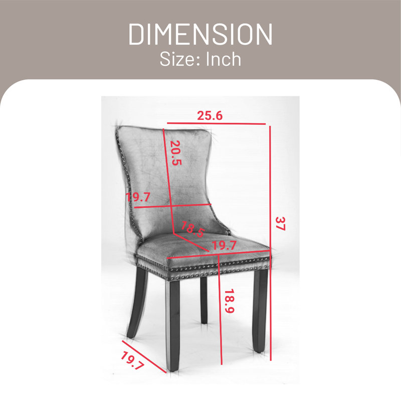 18.9'' H Velvet Upholstered Parsons Chair, Beige, Brown