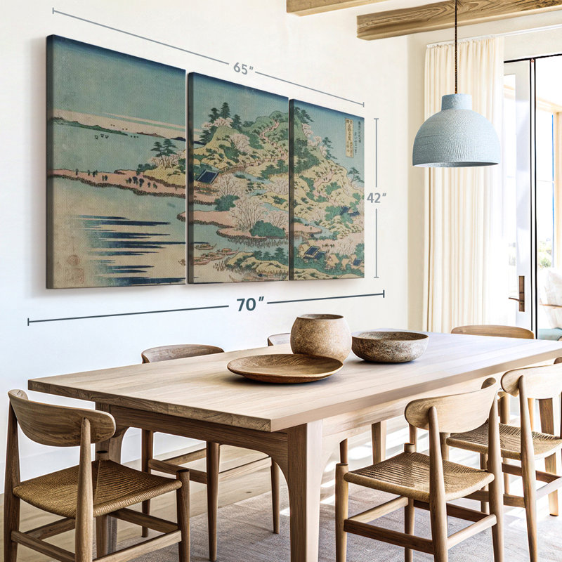 «Sesshu Ajigawaguchi Tenposan», 3 pièces, H 42 po x l 65 po x P 1,25 po
