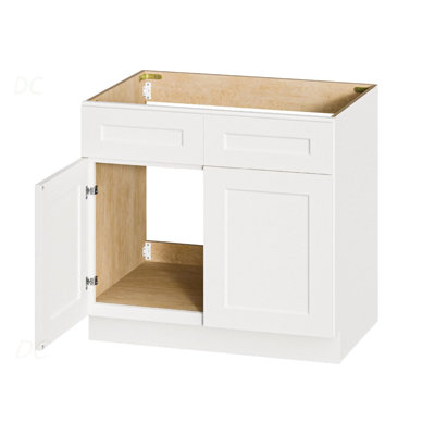 Armoire de base 30 po en bois massif 30 po, en bois massif, à double porte, prête à assembler (RTA) pour la cuisine, la salle de bain ou la salle de lavage (comptoir non inclus), buffet