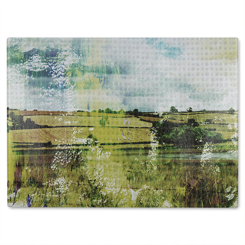 Classic Lake View Glass Chopping Board, 40cm L x 28cm W