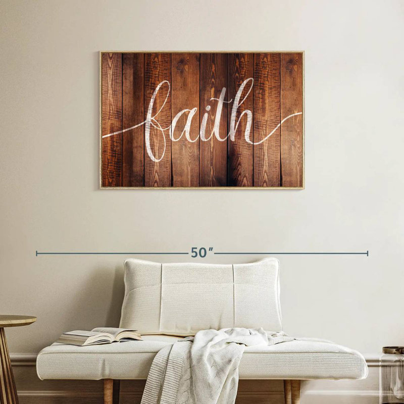 Faith typographie, Cadre flottant en bois naturel, 37 po x 25 po