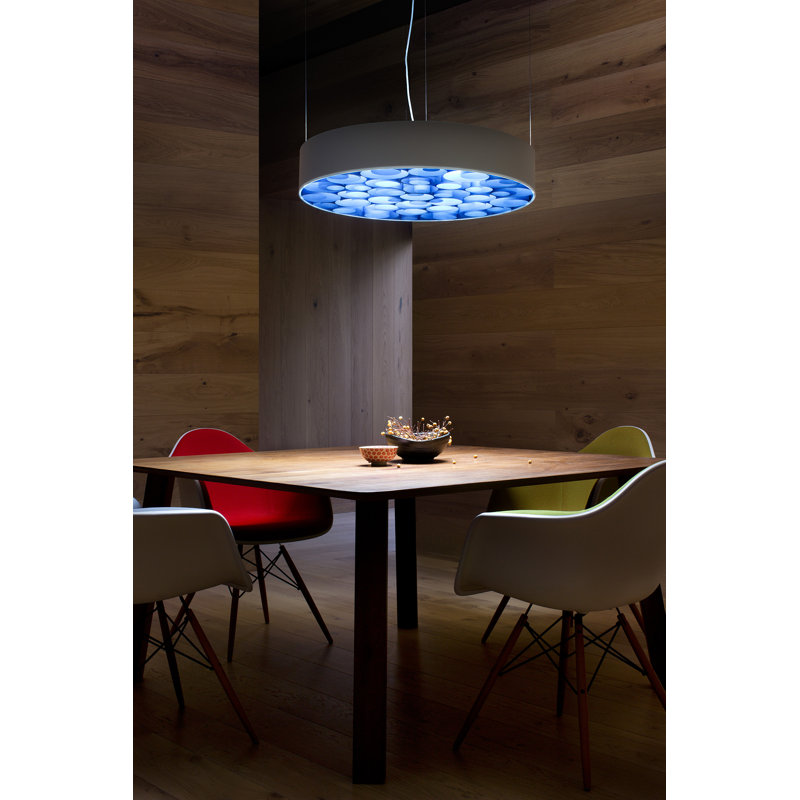 Spiro Suspension Light - Medium - DIMTRIAC LED - Matte Black Outer - Red Shade, Matte Black, Ivory White
