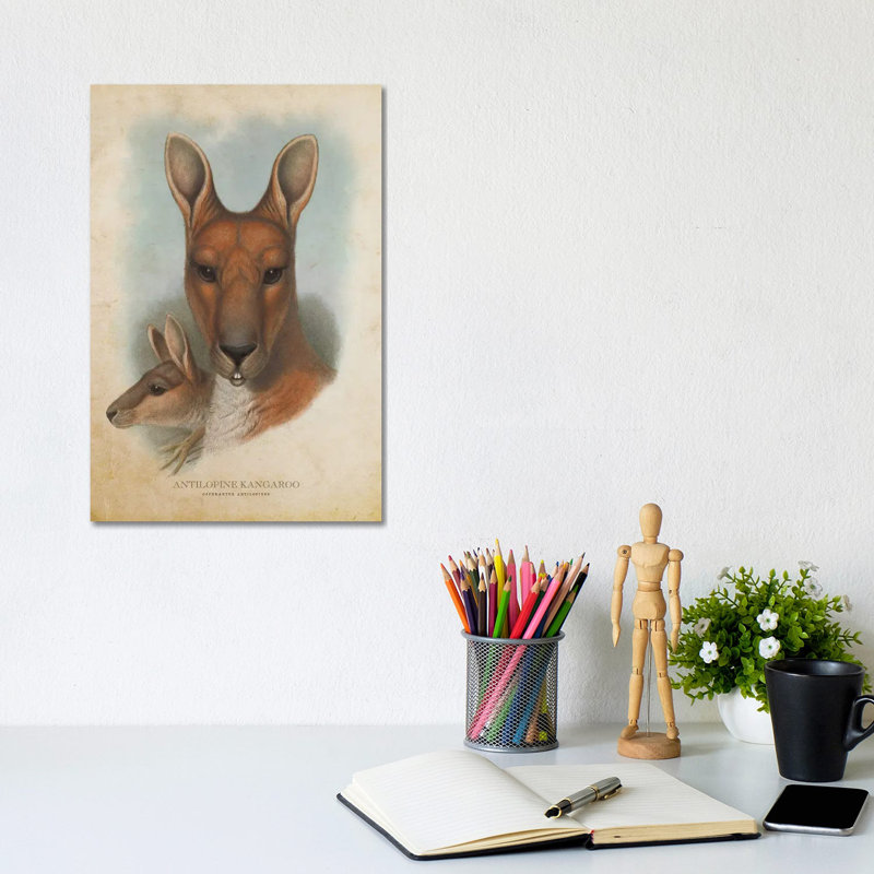 Vintage Antilopine Kangaroo by Aged Pixel - No Frame Gallery-Wrapped Canvas Giclée on Canvas, 30.48cm H x 20.32cm W