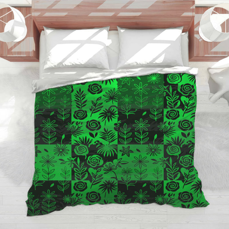 Green Floral Patchwork Comforter, Twin