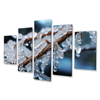 Icy Tree In Winter IV - impression sur toile florale - 5 panneaux