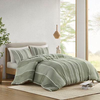 Housse de couette d'inspiration bohémienne double / grand - 100% coton avec rayures et housse de couette de style alternatif