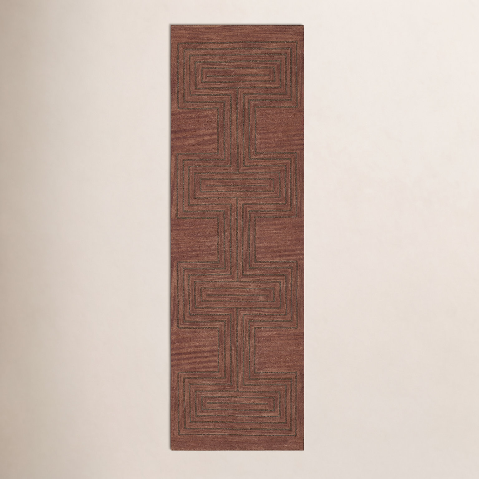 Orlie Copper Hand-Tufted Geometric Wool Rug, Runner 2'6" x 8', Green