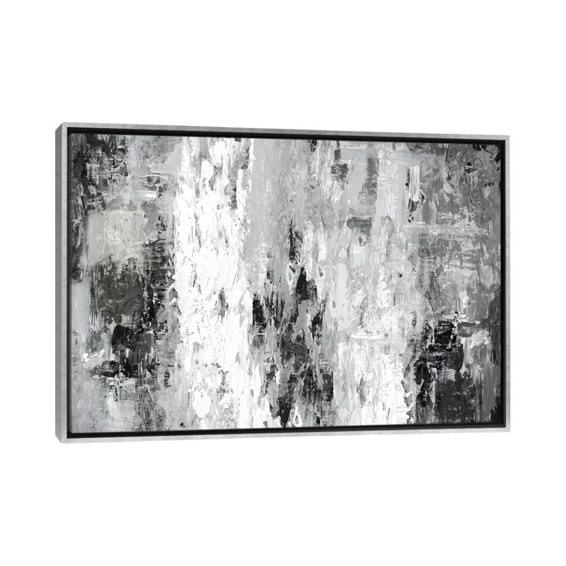 « Black And White Abstract IV by PI Studio » - Impression sur toile tendue, H 40 po x l 60 po, Impression encadrée, Argent