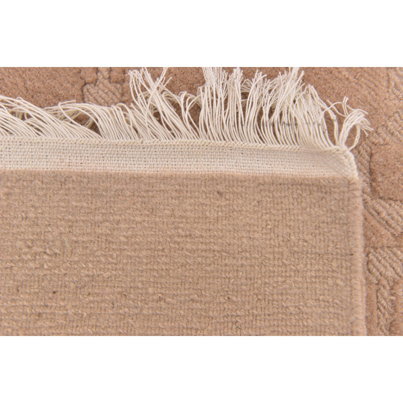 Tapis de la laine beige 5 pi x 6 pi 5 po "one-of-kind" à la main noué la Ollert