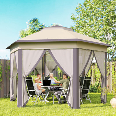 Abri de jardin escamotable 13,3 pi x 13,3 po Outsunny avec filet en filet 6 fermetures à glissière Outsunny