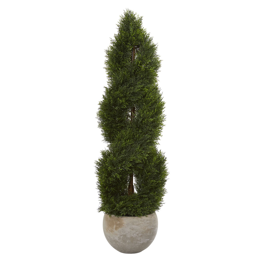 48'' Faux Cypress Plant in Earthenware Planter Primrue