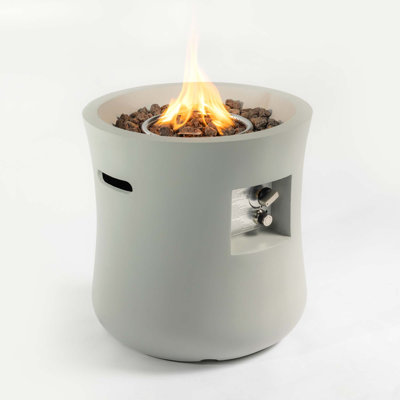 Outdoor Propane Fire Pit Table,Compact Streamlined Modern 20-Inch,Round Graphite Base With Waterproof Cover,Free Lava Rocks