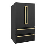ZLINE 36" Autograph Edition 22.5 cu. ft Freestanding French Door Refrigerator with Ice Maker in Fingerprint