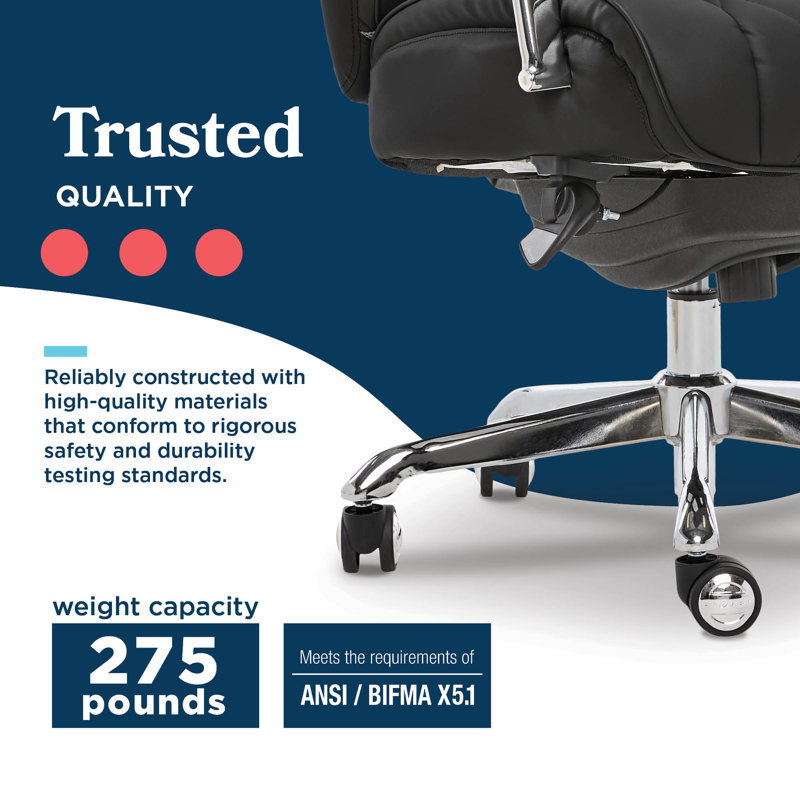 Fauteuil de bureau La-Z-Boy Sutherland, Cuir reconstitué noir de jais