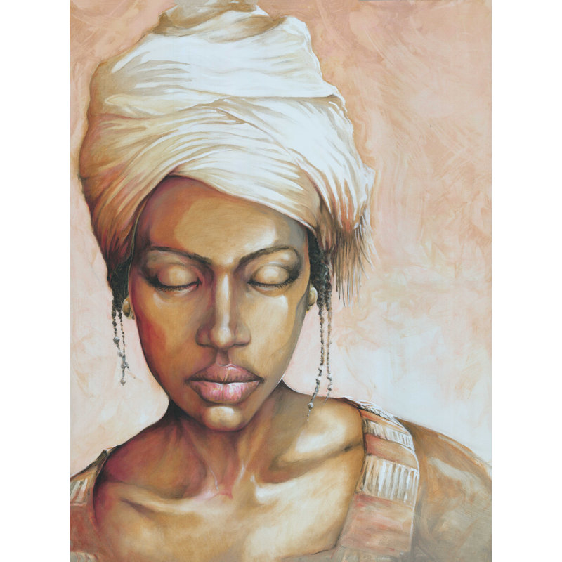" Woman With Hairwrap On Blush ", 16" H x 12" W
