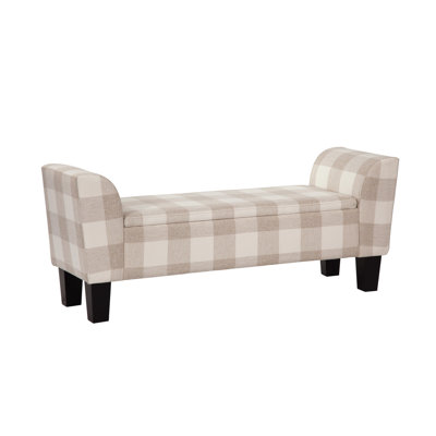 Claire Upholstered Flip Top Storage Bench with Arms