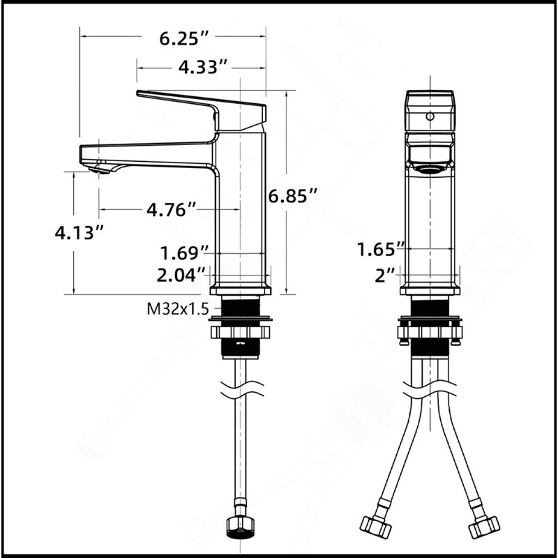 Robinet de salle de bain à poignée simple en nickel brossé avec plateforme pour 1 ou 3 trous, robinet de meuble-lavabo avec deux tuyaux de 9/16 po