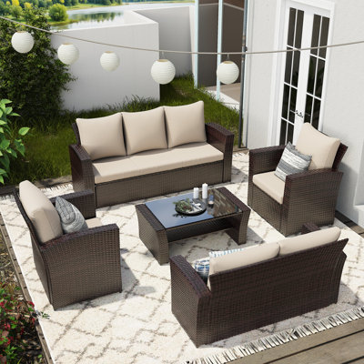 7-Person Wicker Patio Furniture Set With Cushions