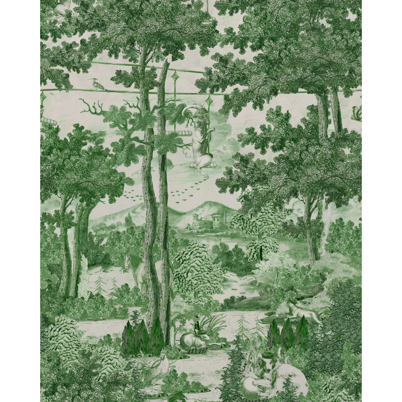 TOILE DU CARPATHIANS Ruby Wallpaper, Green/Taupe