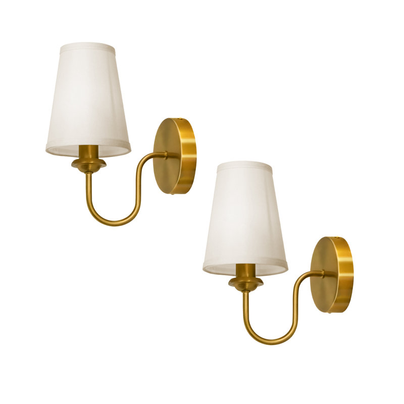 Classic Fabric Shade Wall Sconces Set Of 2, E12 Single Light Sconce Lighting, Farmhouse Wall Mount Lamp For Bathroom Mirror, Living Room, Bedside