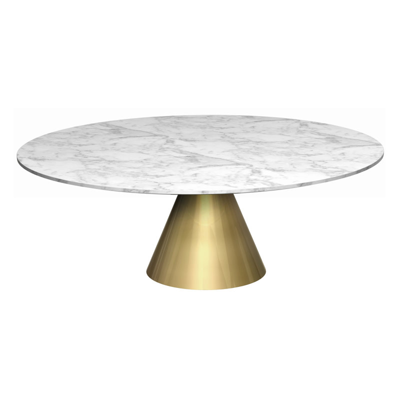 Bedminster Pedestal Coffee Table, 33.3cm H x 110cm W x 110cm D, Brass