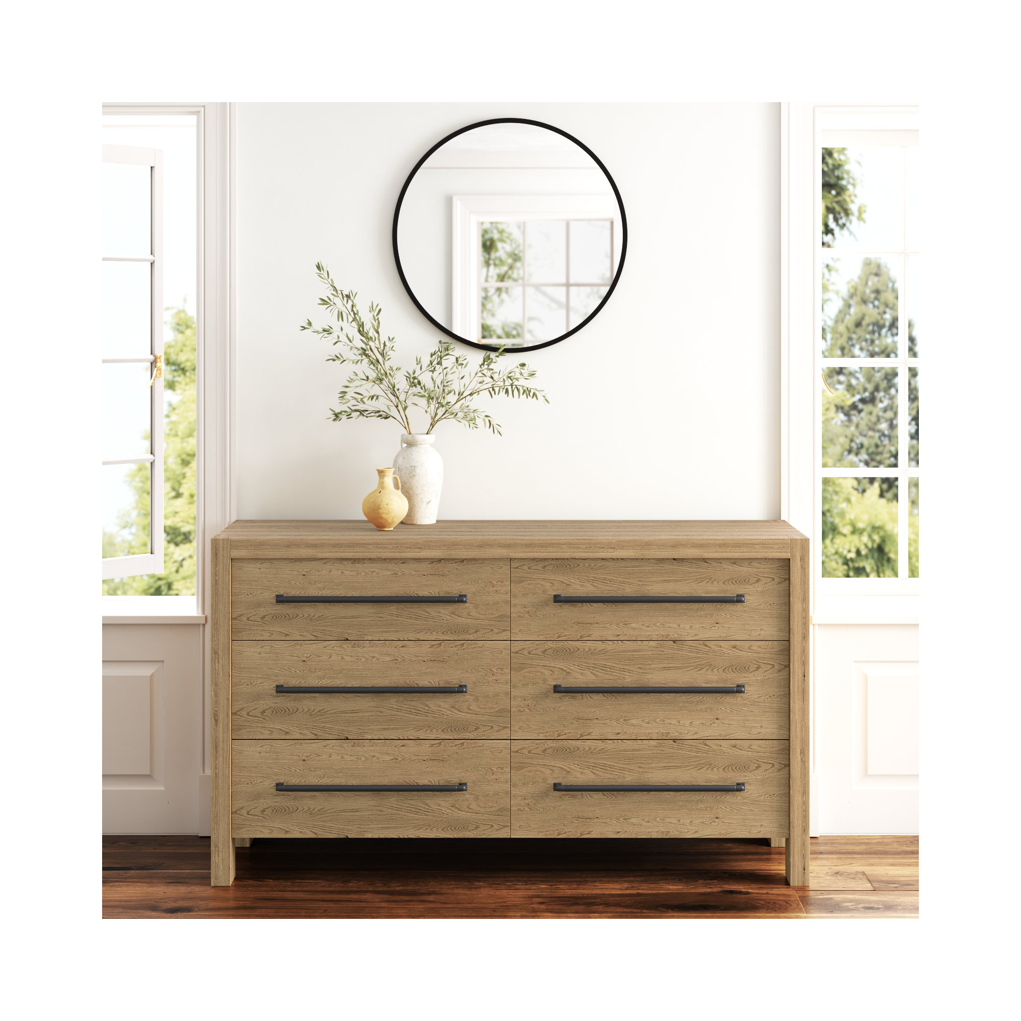Laroche 6 - Drawer Double Dresser, Pale Oak