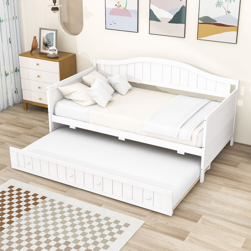 Lit de jour en bois avec couchette, Blanc