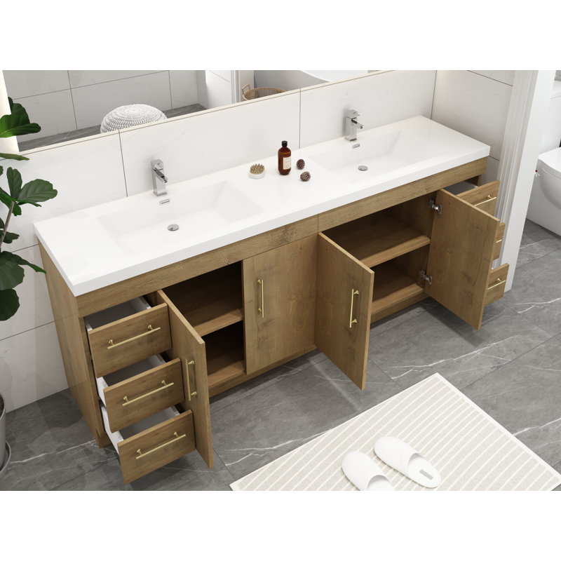 Ensemble de meuble-lavabo double 84 po Brower, Chêne