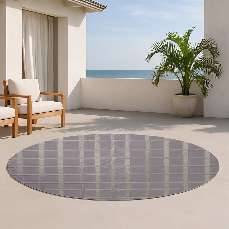 Tapis intérieur et extérieur rose Trellis, Rond 5 pi