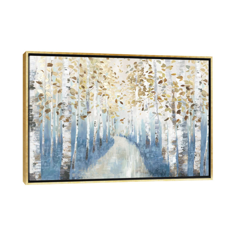New Path I, Encadrement doré, H 26 po x l 40 po x P 1,5 po, Pas de tapis