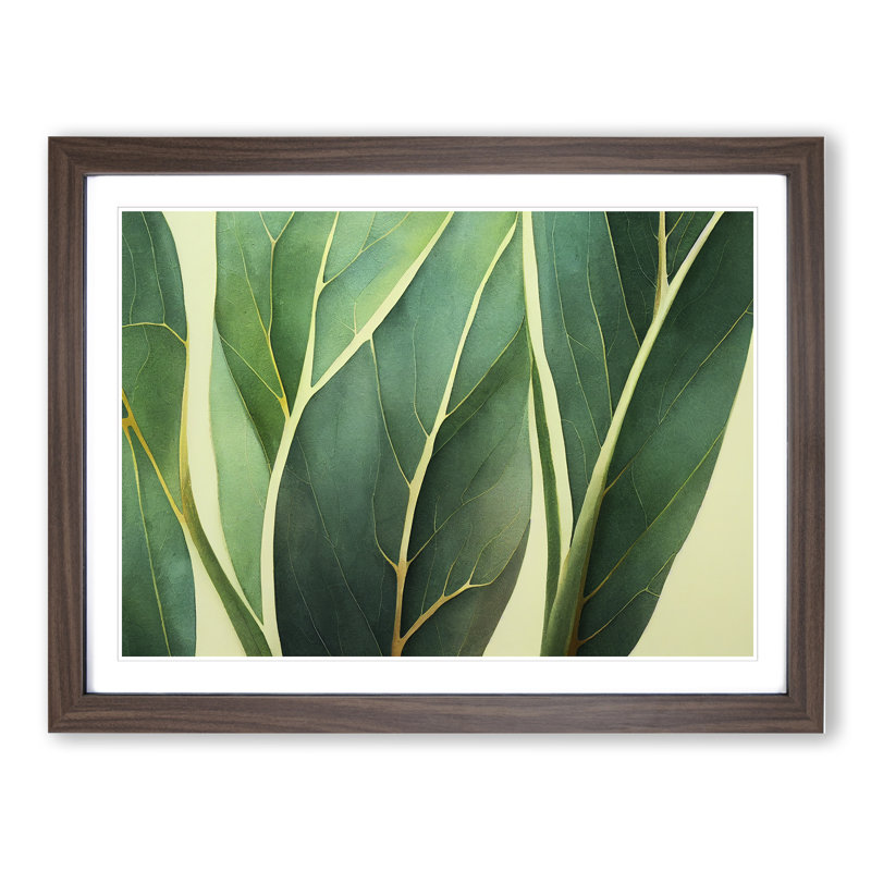 Alluring Leaf 1 Piece Single Picture Frame Painting, 46cm H x 64cm W x 2cm D, Walnut