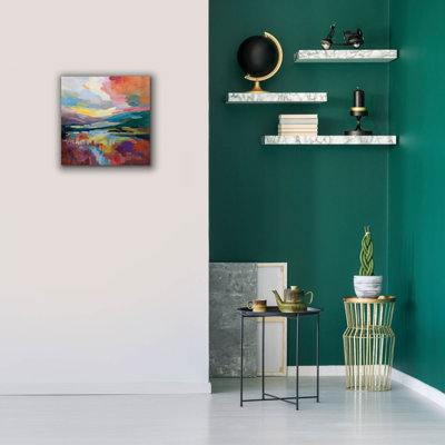 «Crimson Sky» par Silvia Vassileva, art mural sur toile, 18 po x 18 po