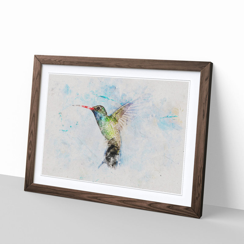 Hummingbird Paint Smudge - Framed Print, Walnut Framed, 40cm H x 60cm W x 2cm D