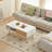 41.34" Rattan Coffee Table, Sliding Door For Storage, Solid Wood Legs, Modern Table For Living Room,White