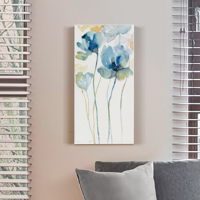 Wildflower Blues II - reproduction d'art sur toile tendue, H 16 po x l 8 po x P 1 po
