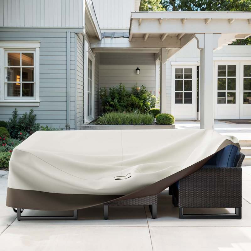 Giamanco Durable Outdoor Furniture Cover 600D Oxford Fabric, Beige, 28" H x 110" W x 84" D