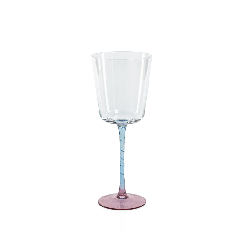 Ensemble de 4 pièces 13,53 oz. Verre à vin en verre rouge, Rose / Bleu