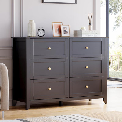 Modern 6-Drawer Dresser & 48" TV Stand, Wood Storage Chest Organizer for Bedroom, Living Room, Entryway, Black by Winston Porter