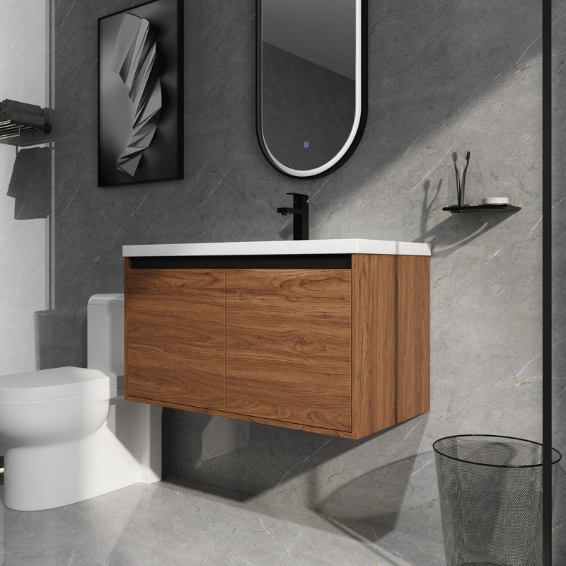 Meuble-lavabo de 36 po facile à assembler avec lavabo de comptoir en résine imperméable, 36"
