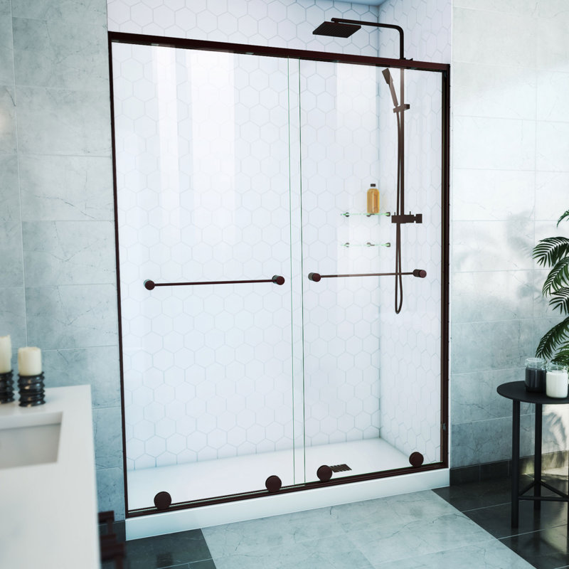 Porte de baignoire semi-sans cadre H 56 po x H 58 po Harmony avec technologie ClearMax ™ Harmony, Bronze