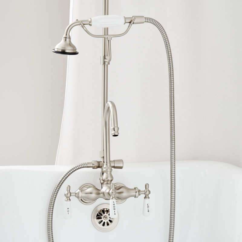 Gooseneck 60" Tub & Shower Faucet, Brushed Nickel