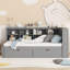 Lit de jour en bois avec 2 tiroirs, tablette de rangement et ports de chargement USB Maiocco-749767644-749767642