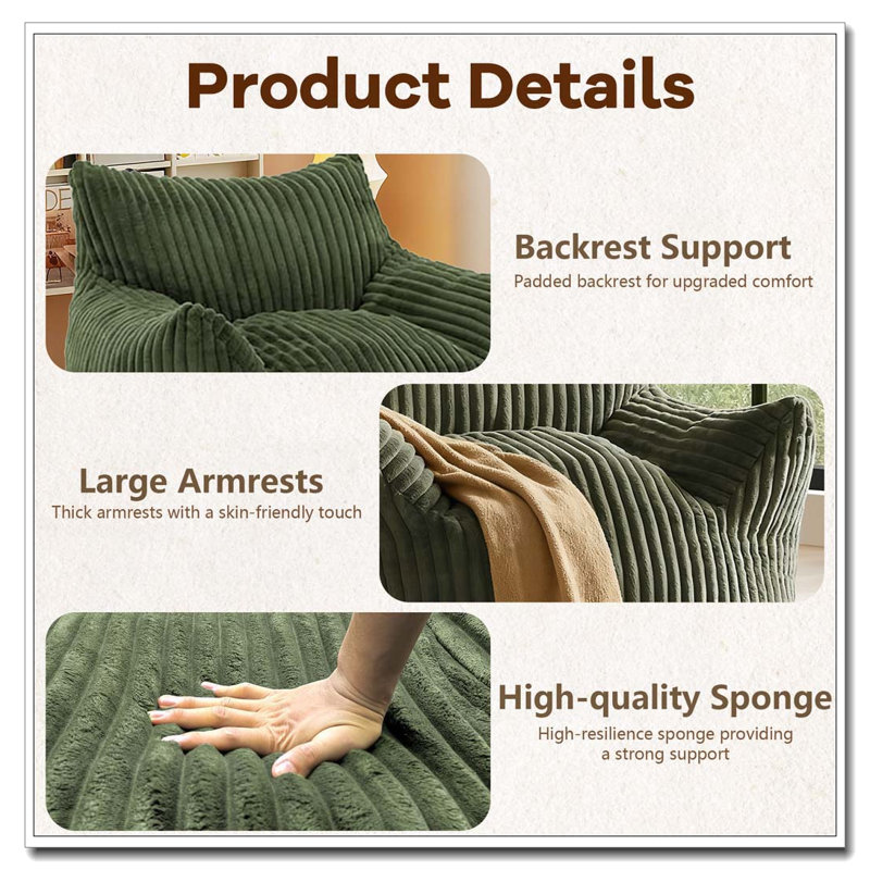 Canapé avec repose-pieds, Vert