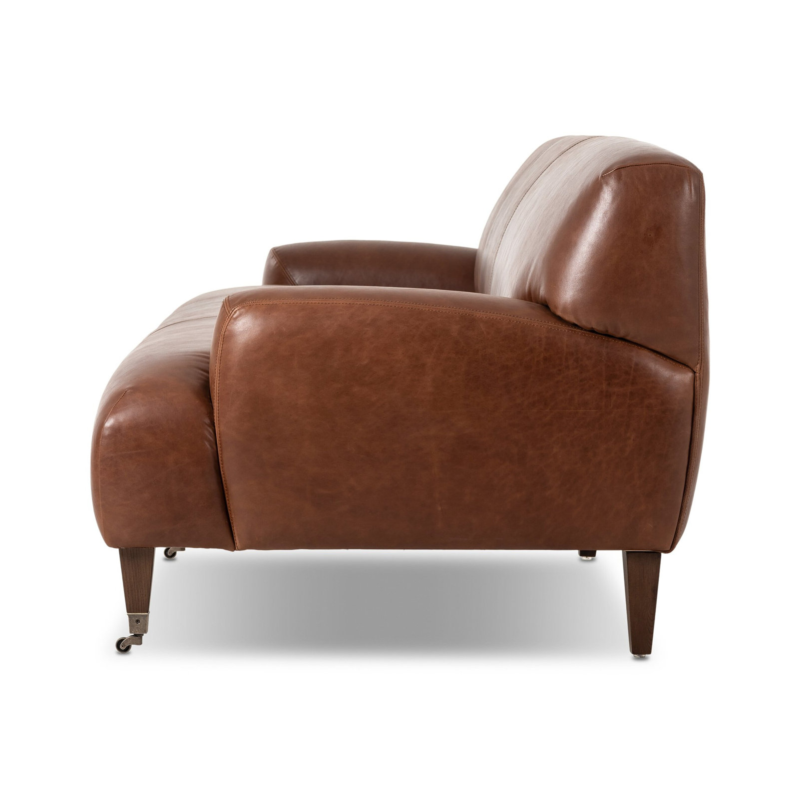 Kent 95" Genuine Leather Sofa, Dulane Mahogany Top Grain Leather