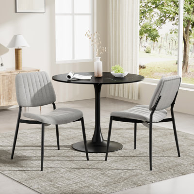 Modern Round 3 Piece Dining Room Table and Chairs Set